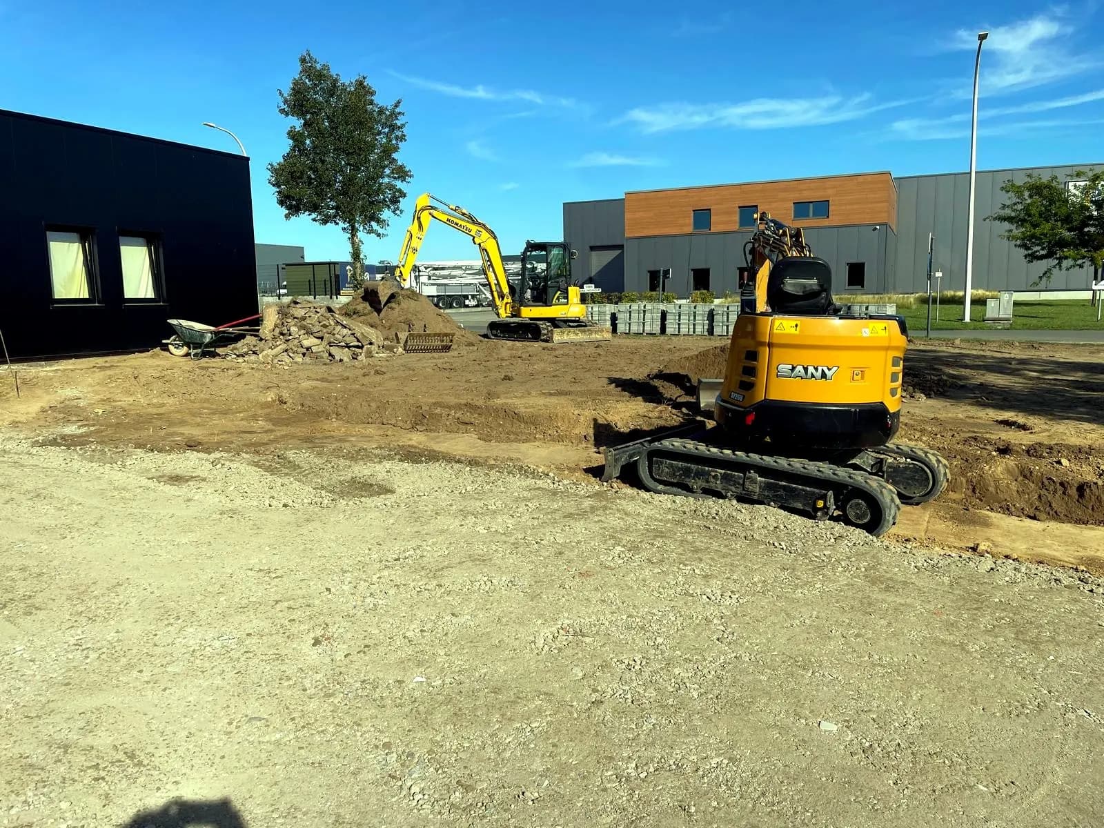 Grondwerk bij een nieuwbouw in uitvoering