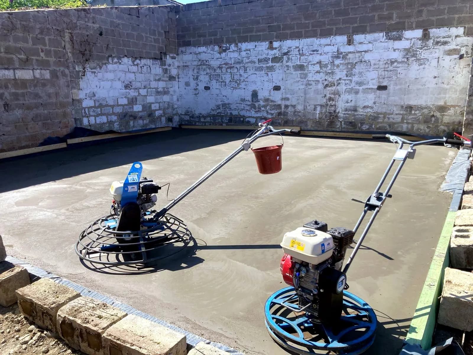 Beton gepolierd tijdens de werken